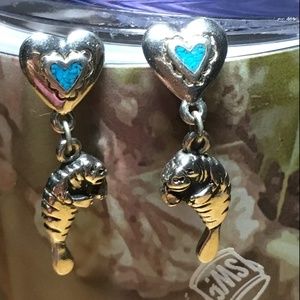 Turquoise Manatee Earrings